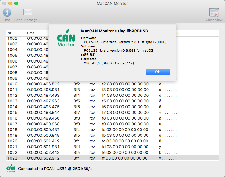 CAN Monitor App for OS X